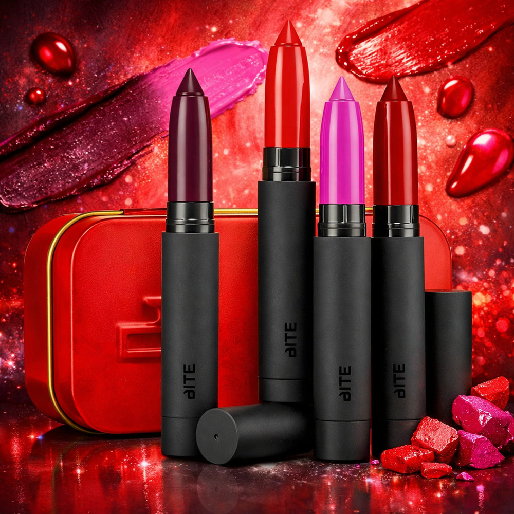 Bite Beauty Best Bite Redux 4pc Matte Creme Lip Crayon Set Tin Fraise Orchid